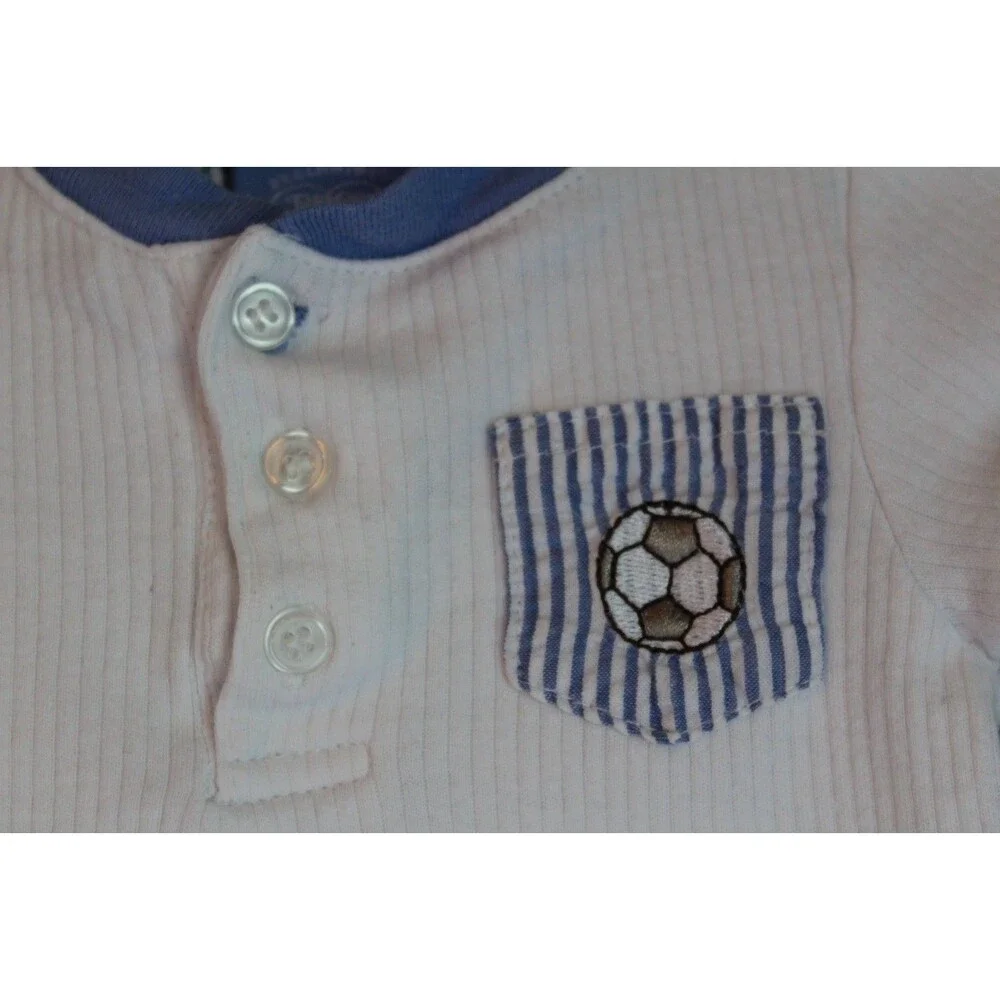 Vintage Precious Moments Baby Boy Soccer One Pc Bodysuit Size 3/6 M 100% Cotton